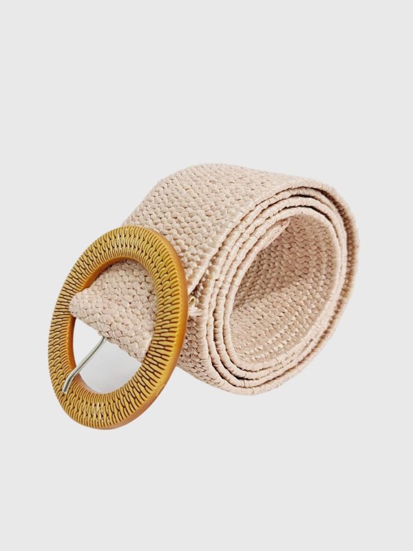 Cinturón Rafia Lauren Rosa Empolvado